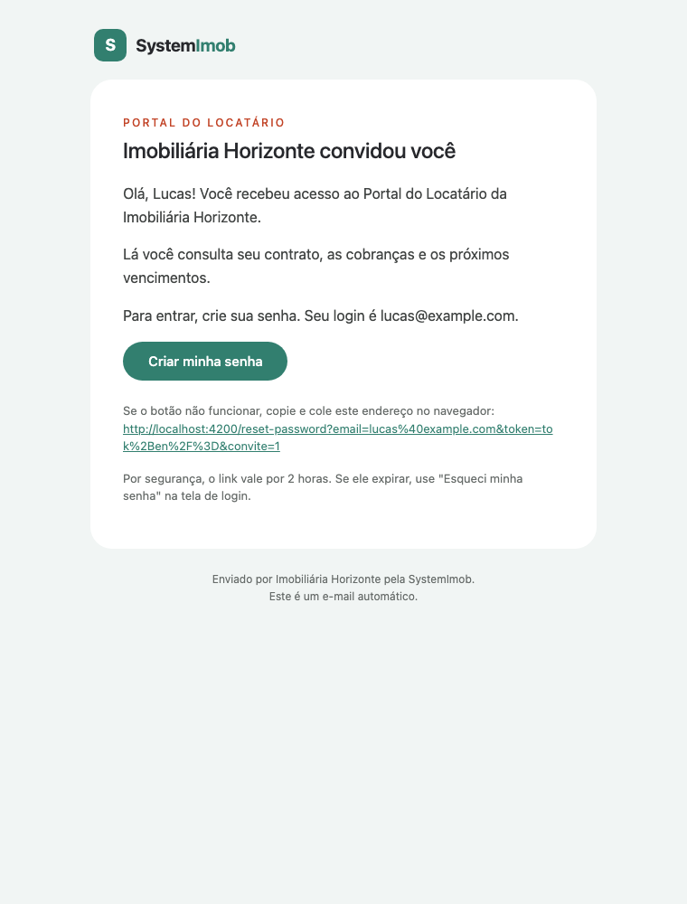 E-mail de convite